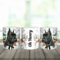 Personalized pet parent coffee cup. Dishwasher-safe schnauzer ceramic cup. Photo shows all three sides of the personalized mug.